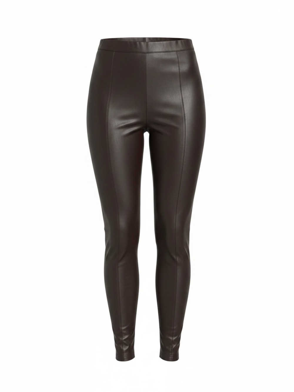 H&M Faux Leather High-Waist Leggings - Dark Brown